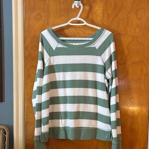 Maurices Sage Green and Cream Striped Top